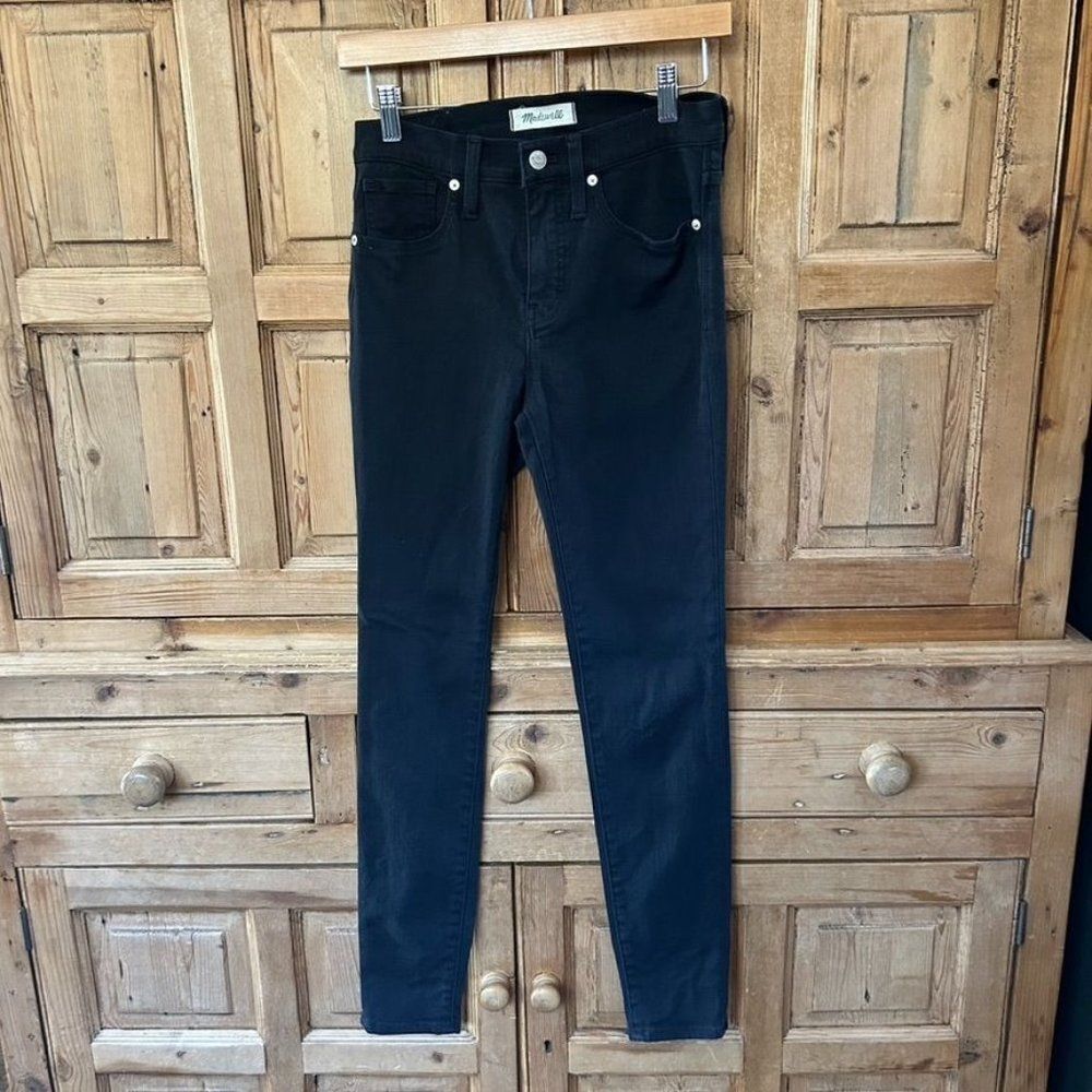 Madewell 26 Jeans Black Denim High Rise 9" Skinny Button Zipper Pockets‎ Lunar